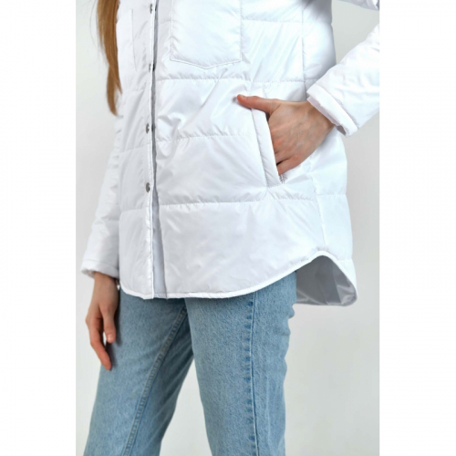 Утепленная женская куртка-рубашка арт RB021,цвет-белый