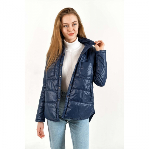Утепленная женская куртка-рубашка арт RB021,цвет-синий