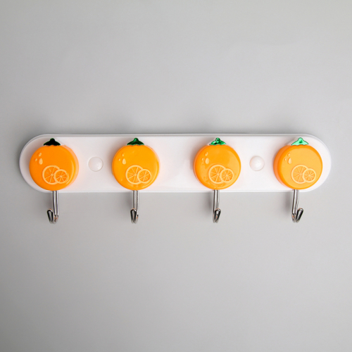 Вешалка настенная на 4 крючка «Апельсин», 25,5×7×2 см, цвет МИКС