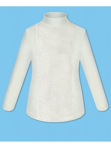 Водолазка (блузка) для девочки молочного цвета с кружевом