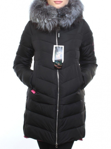 163-096 Пальто зимнее женское (холлофайбер, натуральный мех чернобурки) размер 48