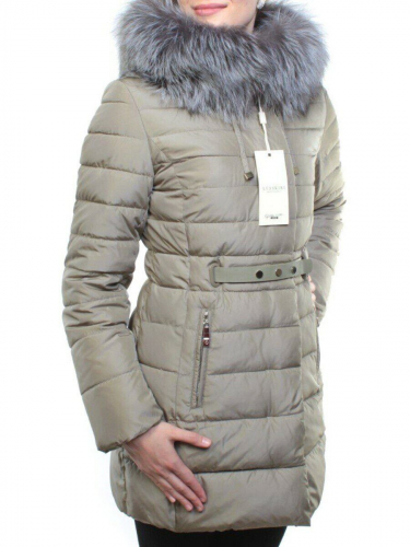 8158 Пальто зимнее женское (холлофайбер, натуральный мех чернобурки) размер M - 44 российский