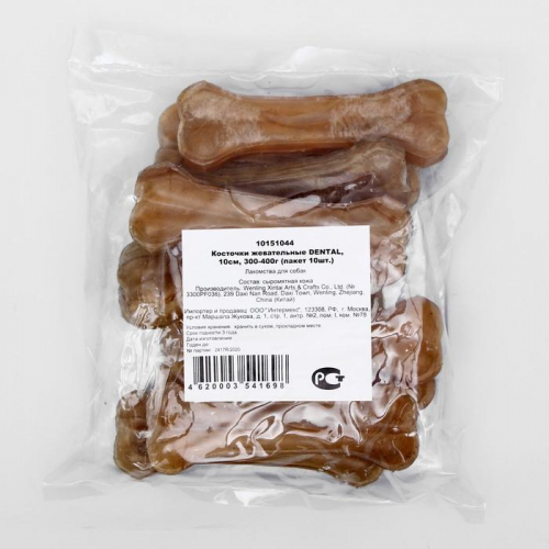 Кость из жилTriol DENTAL , для собак, 10 см, 30-40 г, 10 .