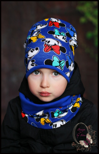 Комплект (шапка и снуд)  для мальчика «Микки Маус» (синий)