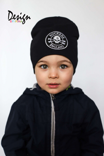 Удлиненная хлопковая шапка для мальчика «ROCKERS ENGLAND» черн.