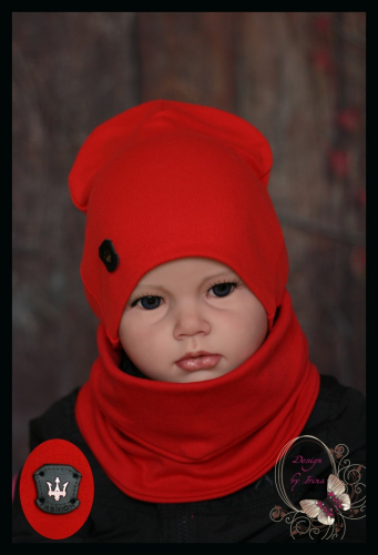 Удлиненная хлопковая шапка для мальчика «Сэм» красная