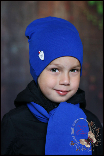Удлиненная хлопковая шапка для мальчика «FASHION» василёк