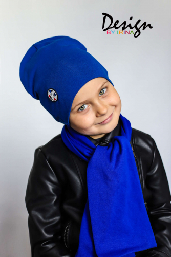 Удлиненная хлопковая шапка для мальчика «Rubber» василёк