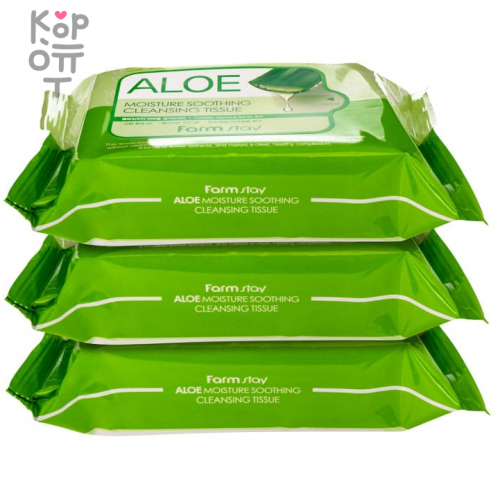 Farm Stay Aloe Moisture Soothing Cleansing Tissue - Очищающие увлажняющие салфетки с экстрактом алоэ 30 шт.