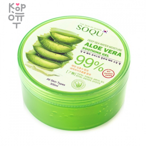 SOQU Moisture Aloe Soothing Gel - Успокаивающий гель с экстрактом Алоэ (банка), 300мл. купить недорого в магазине Корейские товары для всей семьи(КорОпт)