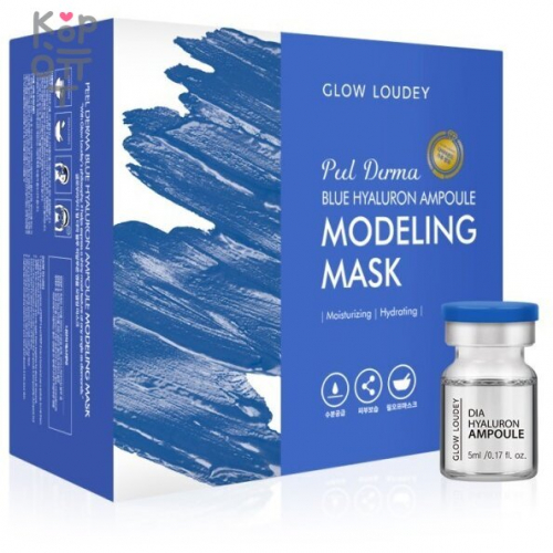 Glow Loudey Peel Derma Blue Hyaluron Ampoule Modeling Mask - Увлажняющая альгинатная маска с гиалуроновой кислотой купить недорого в магазине Корейские товары для всей семьи(КорОпт)