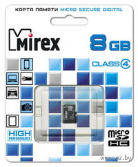 Карта памяти MicroSD Mirex 8GB class 4 без адаптера