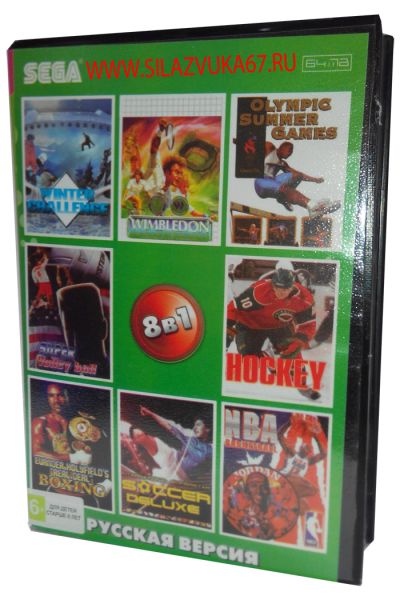 Картридж 16 bit 8 игр AB-8001 SoccerDeluxe/Boxing/Hockey/NBA+...