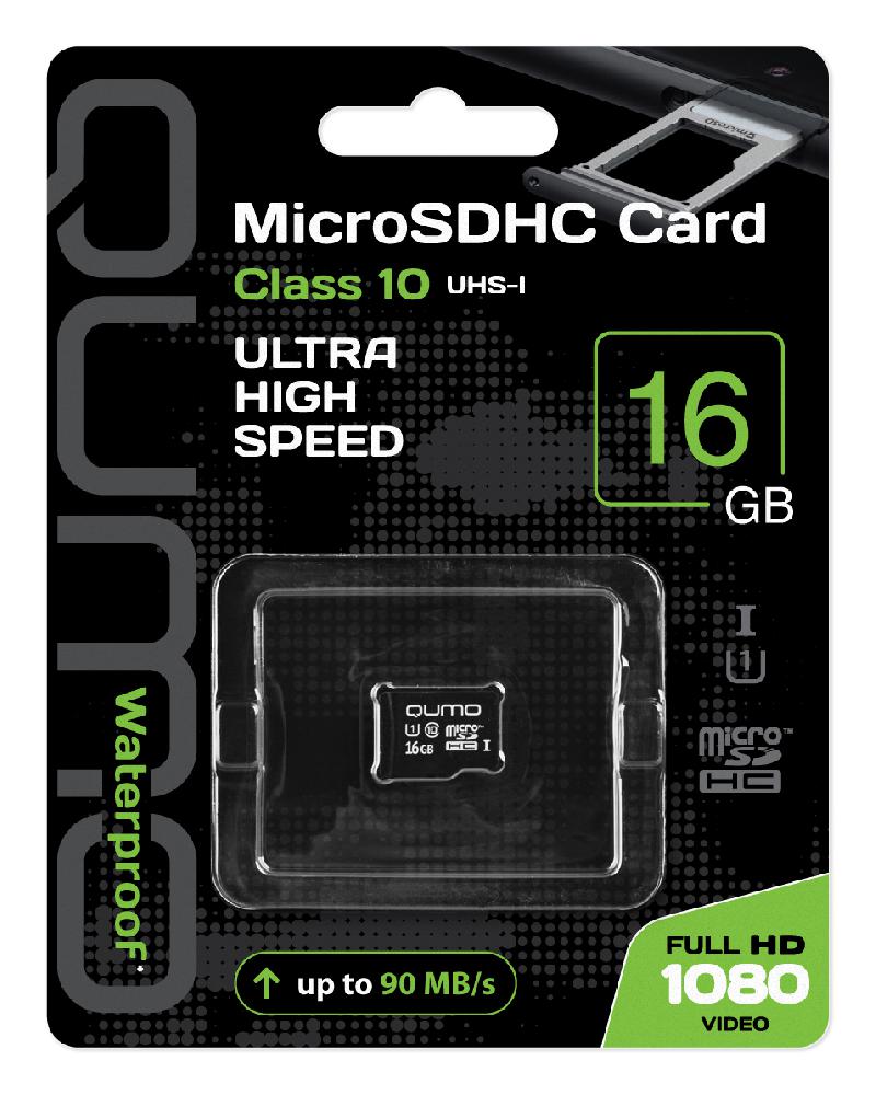 Карта памяти MicroSD Qumo 16GB class 10 UHS-1 без адаптера