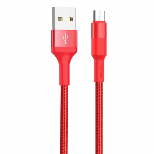 Кабель Hoco, X26 Xpress, USB - micro USB, круглый, 2.1A, ткань, 1 метр (красный)