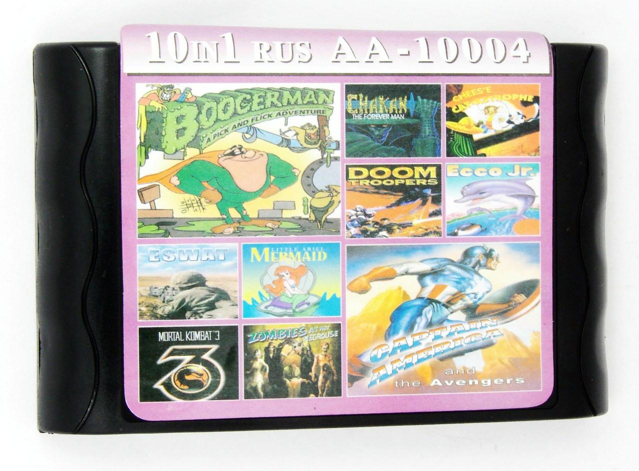 Картридж 16 bit 10 игр AA-10004 Boogerman/DoomTroopers/Ecco jr+..