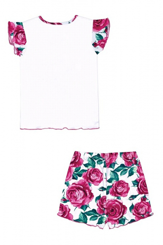 Пижама #283939Белый+розы на белом