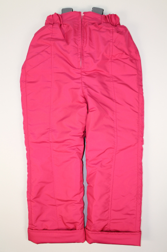 Демисезонные брюки на поясе с помочами ярко розовый
