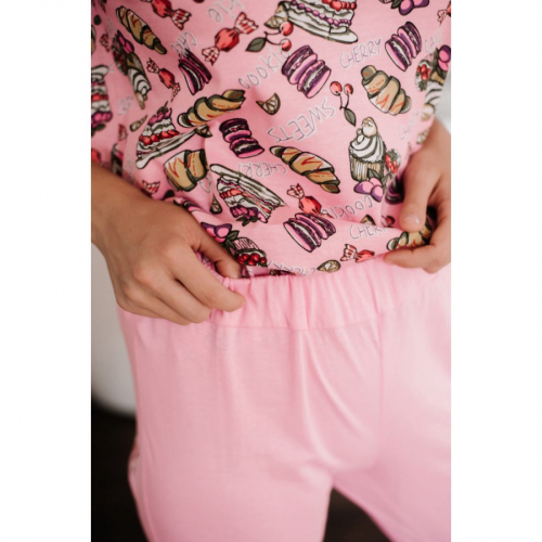 Женская пижама ЖП 024/8 (Розовый + принт круассаны)