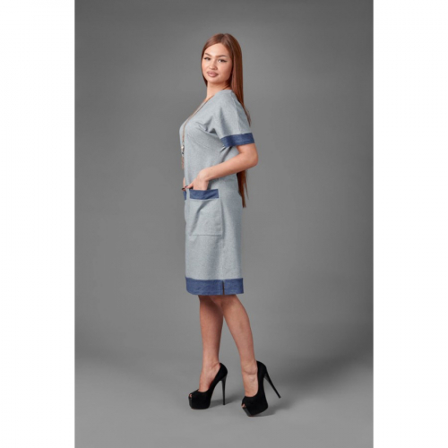 Платье П 775 (серый+меланж синий)