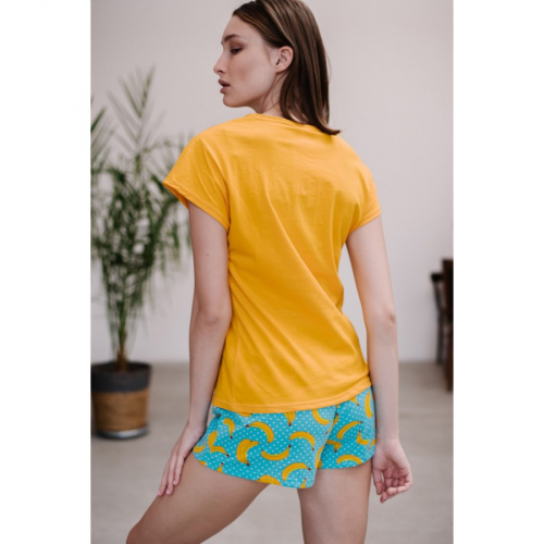 Женская пижама ЖП 022 (желтый+бананы с горохом)