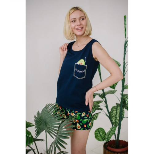 Женская пижама ЖП 059 (принт авокадо на т.-синем)