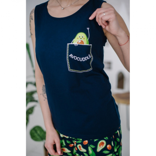 Женская пижама ЖП 059 (принт авокадо на т.-синем)