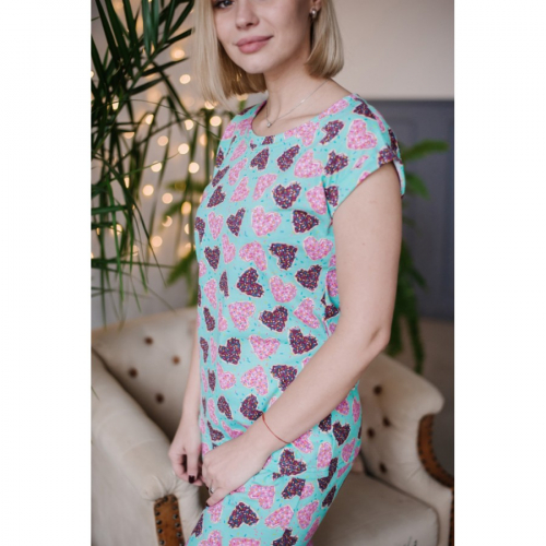 Женская пижама ЖП 053 (сердечки на ментоловом)