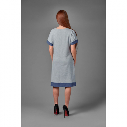 Платье П 775 (серый+меланж синий)