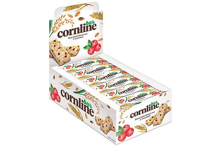 «Cornline», зерновой батончик с клюквой, 30 г (упаковка 18 шт.)