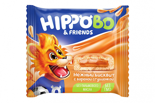 «HIPPO BONDI & FRIENDS», бисквитное пирожное с вареной сгущенкой, 32 г (упаковка 12 шт.)