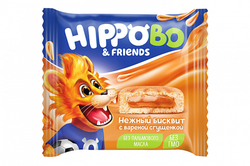 «HIPPO BONDI & FRIENDS», бисквитное пирожное с вареной сгущенкой, 32 г (упаковка 12 шт.)