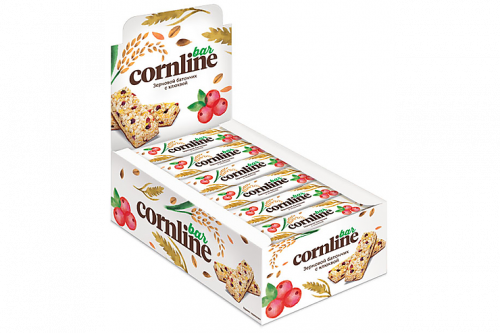 «Cornline», зерновой батончик с клюквой, 30 г (упаковка 18 шт.)