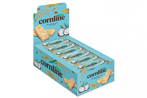 «Cornline», зерновой батончик с кокосом, 30 г (упаковка 18 шт.)