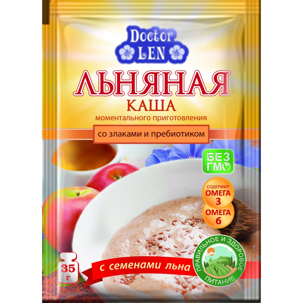 Льняная каша Доктор лен со злаками и пребиотиком пак. 35 гр.
