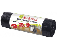 Мешки для мусора 30 л, черные в рулоне 20 шт., ПНД, 5мкм, 47х55 см (±5%), эконом, ЛЮБАША 605329