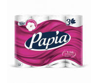 Бумага туалетная Papia Белая 3сл бел 100%цел втул 16,8м 140л  12 шт/уп 483019/112051