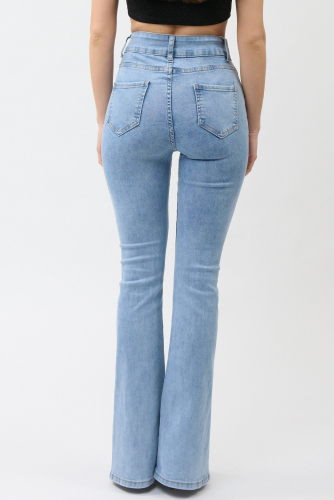 Голубые джинсы клёш с разрезами (ряд 25-30) арт.V701-FM105
