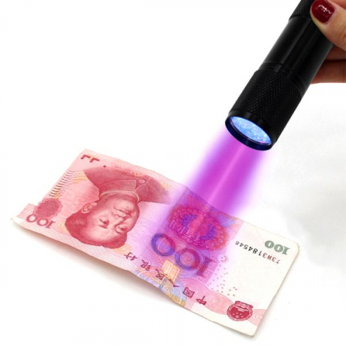 Фонарик Ультрафиолетовый для проверки денег УФ детектор банкнот