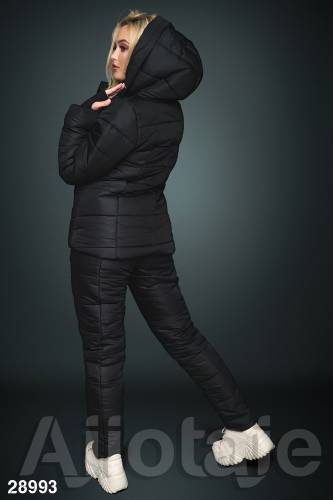 Черный зимний костюм с рукавом-митенками
