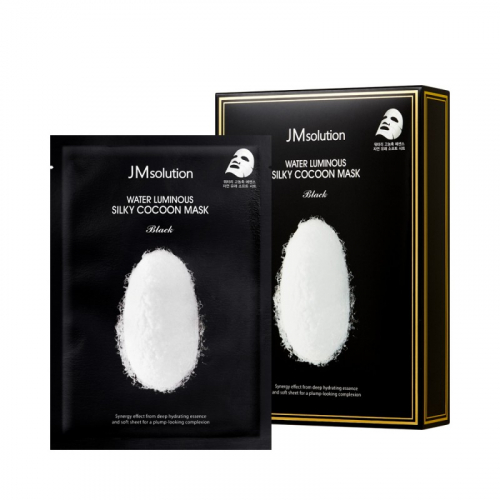 1шт JMsolution Water Luminous Silky Cocoon Mask Black - Увлажняющая уходовая целлюлозная маска с протеинами шёлка