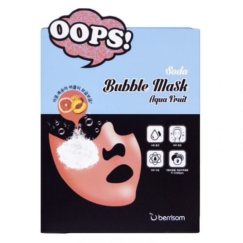 (1 шт.) B OOPS! Soda Bubble Mask Aqua Fruit - Тканевая пузырьковая маска для глубокого увлажнения 18мл