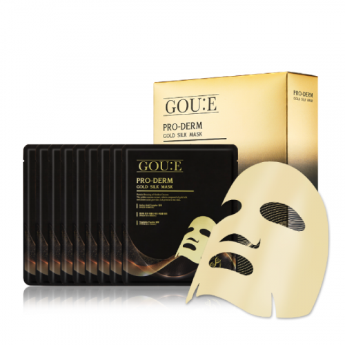 (Истекающий срок 2021.02) GOU:E Pro-Derm Gold Silk Mask - Антивозрастная тканевая маска с протеином золотых коконов шелкопряда 36г x 10 шт.