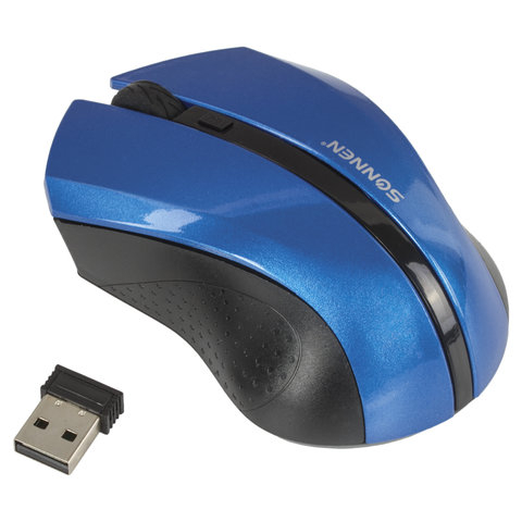 Мышь беспроводная SONNEN WM-250Bl, USB, 1600 dpi, 3 кнопки + 1 колесо-кнопка, оптическая, синяя 512644
