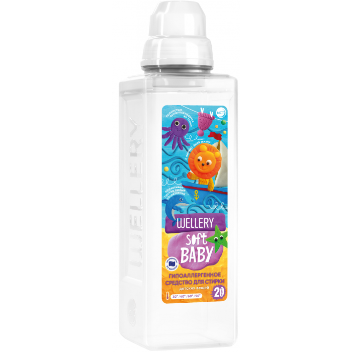 Гель для стирки детского белья WELLERY SOFT Baby ПЭТ, 1 л