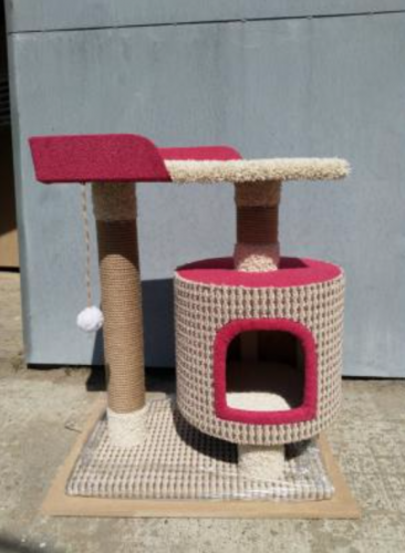 Комплекс с домиком для кошки Деруша ткань/ковролин