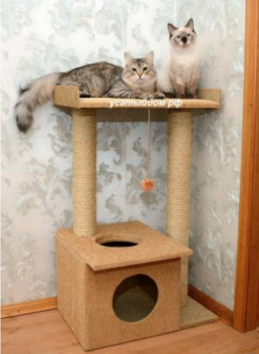 Комплекс домик для кошки  Платина с домом