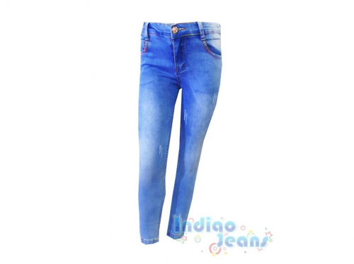  Зауженные джинсы -стрейч для девочек, арт. I32365.