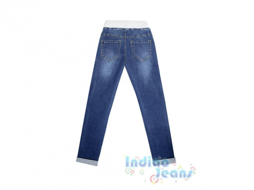 Стильные джинсы на резинке, с яркой аппликацией, арт. I34800