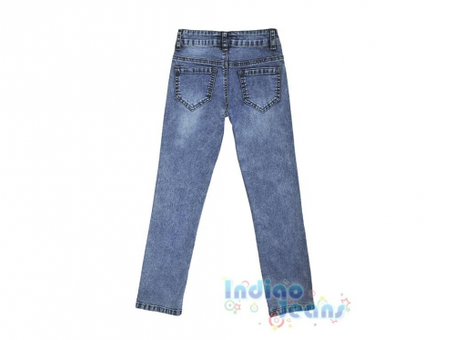 Облегченные голубые джинсы для девочек, с лампасами, арт. I34662